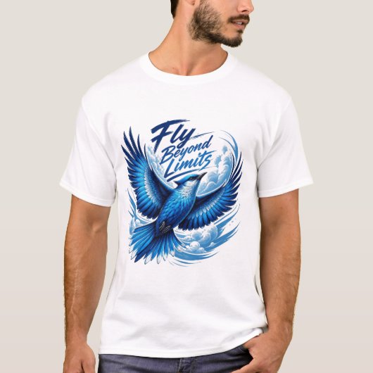 blauwe vogel t-shirt (Voorkant)