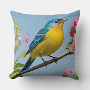 🕊️ Blauwe Vogel Tak Kunst Cadeau Voor Natuurliefh Kussen