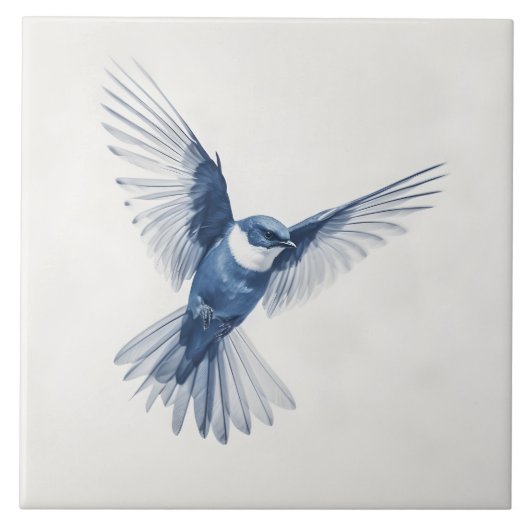 Blauwe vogel - tegeltje (Voorkant)