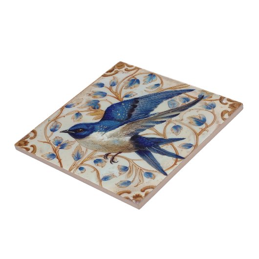Blauwe vogel tegeltje (Zijkant)