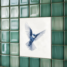 Blauwe vogel - tegeltje