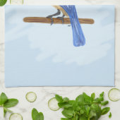 Blauwe vogel theedoek (Gevouwen)