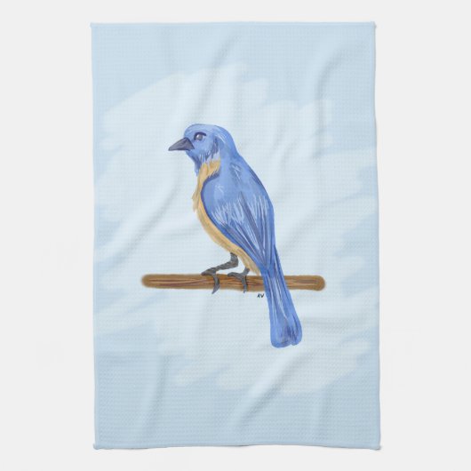 Blauwe vogel theedoek (Verticaal)