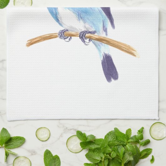 Blauwe vogel theedoek (Gevouwen)