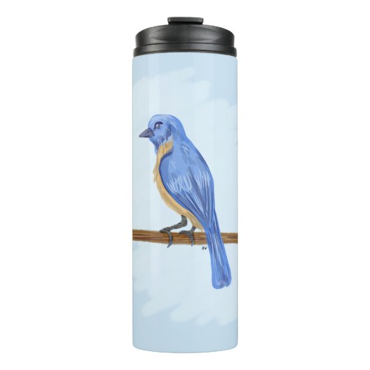 Blauwe vogel thermosbeker (Voorkant)