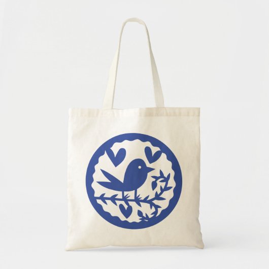 Blauwe vogel tote bag (Voorkant)