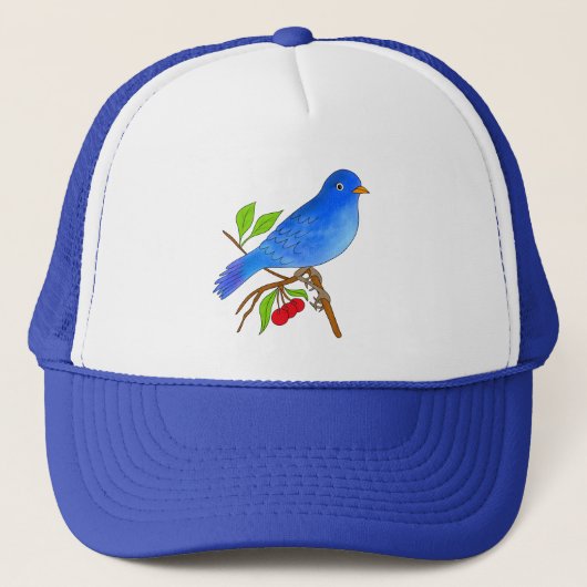 Blauwe vogel trucker pet (Voorkant)