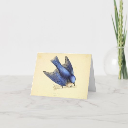 Blauwe vogel van geluk bedankkaart (Voorkant)