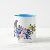 Blauwe Vogel van Geluk Gepersonaliseerde Bloem Mok (Midden)