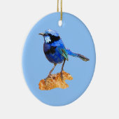 Blauwe vogel van geluk keramisch ornament (Rechts)