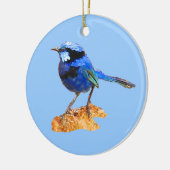 Blauwe vogel van geluk keramisch ornament (Links)