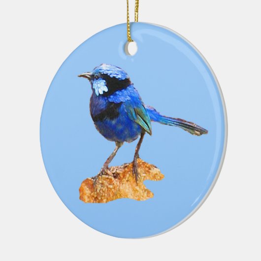 Blauwe vogel van geluk keramisch ornament (Links)