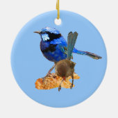 Blauwe vogel van geluk keramisch ornament (Achterkant)