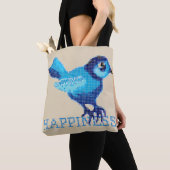 Blauwe vogel van geluk kruisstieke stippen neiging tote bag (Dichtbij)