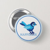 Blauwe vogel van geluk ronde button 5,7 cm (Voorkant /achterkant)