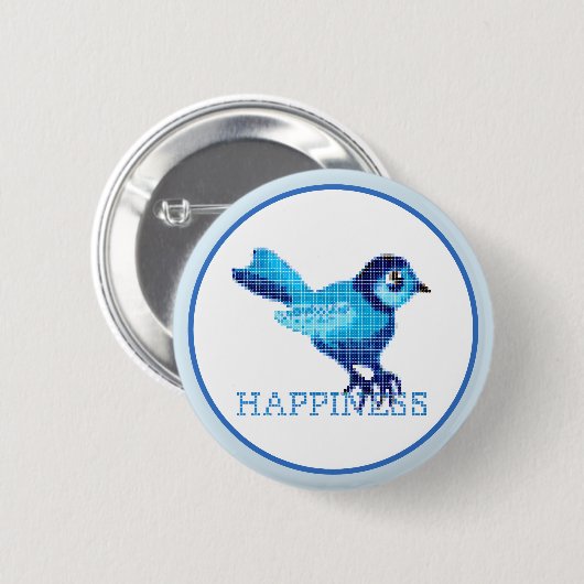 Blauwe vogel van geluk ronde button 5,7 cm (Voorkant /achterkant)