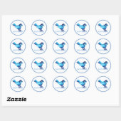 Blauwe vogel van geluk ronde sticker (Vel)