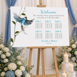 Blauwe Vogel van Geluk Stoelindeling 36"x24" Poster