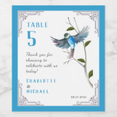 Blauwe vogel van geluk Tabelnummer Wijnlabel Wijn Etiket (Enkel label)