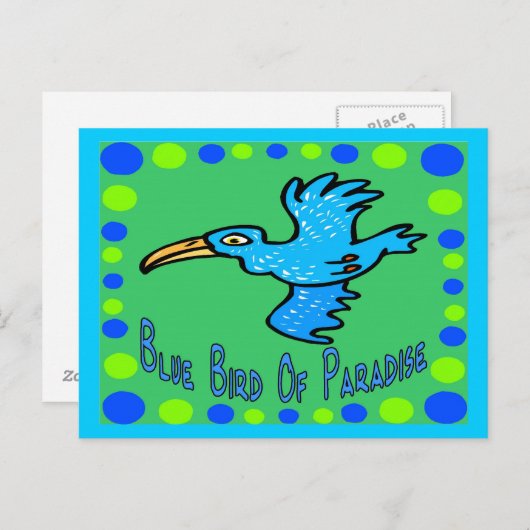 Blauwe vogel van het paradijs 3 briefkaart (Voorkant / Achterkant)