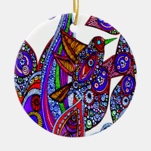 Blauwe vogel van het witte Ornament van het Paradi