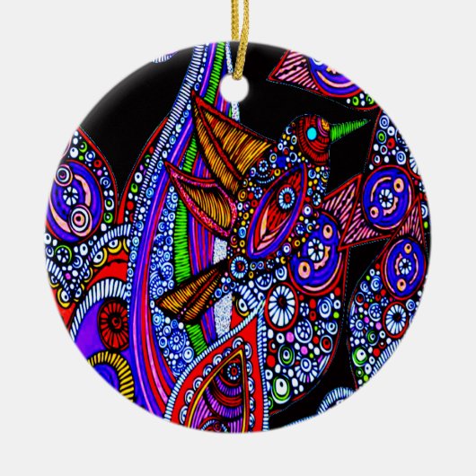 Blauwe vogel van het zwarte Ornament van Paradise (Voorkant)