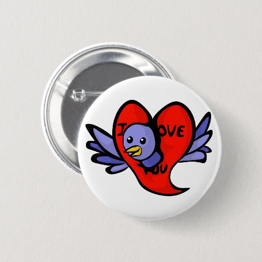 Blauwe vogel van Valentijnsdag Button (Voorkant /achterkant)