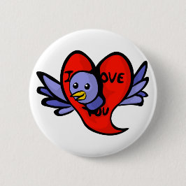 Blauwe vogel van Valentijnsdag Button