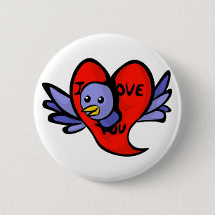 Blauwe vogel van Valentijnsdag Button