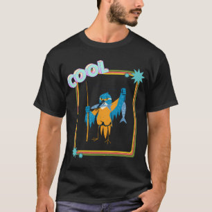 Blauwe vogel vangt vis. t-shirt