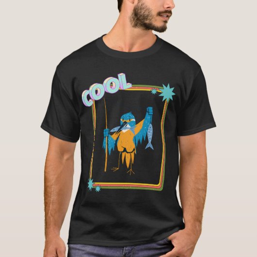 Blauwe vogel vangt vis. t-shirt (Voorkant)