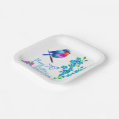 Blauwe vogel Vergeet mij niet Bloemen 70ste Verjaa Papieren Bordje (Gebogen)