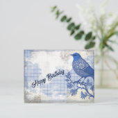 Blauwe Vogel Verjaardag Collage Briefkaart (Staand voorkant)