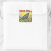 Blauwe vogel vierkante sticker (Tas)