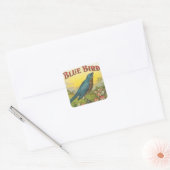 Blauwe vogel vierkante sticker (Envelop)