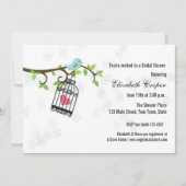 Blauwe vogel, vogelkooi, Shower Invitation Kaart (Voorkant)