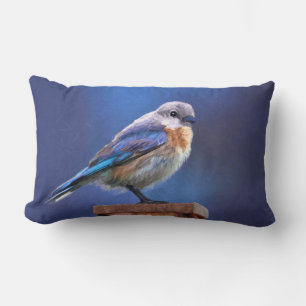 Blauwe Vogel (Vrouwelijk) Schilderij - Originele V Kussen