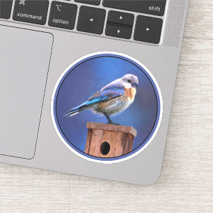 Blauwe Vogel (Vrouwelijk) Schilderij - Originele V Sticker