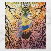 Blauwe vogel wijn etiket (Enkel label)