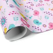 Blauwe vogel zingen lief verjaardagsfeestje cadeaupapier (Rol Hoek)