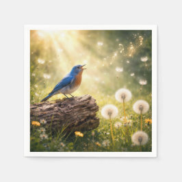 Blauwe Vogel Zingt in Zonneschijn Servet