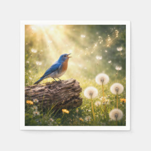 Blauwe Vogel Zingt in Zonneschijn Servet