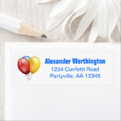 Blauwe vogelballonnen Adres Etiket (Insitu)