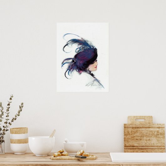 Blauwe vogeldame, William Barribal Poster (Keuken)