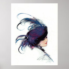 Blauwe vogeldame, William Barribal Poster