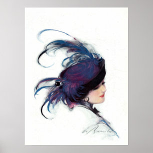 Blauwe vogeldame, William Barribal Poster