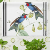 Blauwe vogeldieren bloemen keukenhanddoek (Gevouwen)