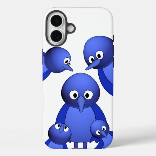 Blauwe vogelfamilie Case-Mate iPhone case (Achterkant)