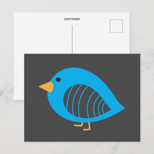 Blauwe vogelgriep briefkaart (Voorkant / Achterkant)