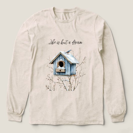 Blauwe Vogelhuis Tri-Blend Shirt (Voorkant)
